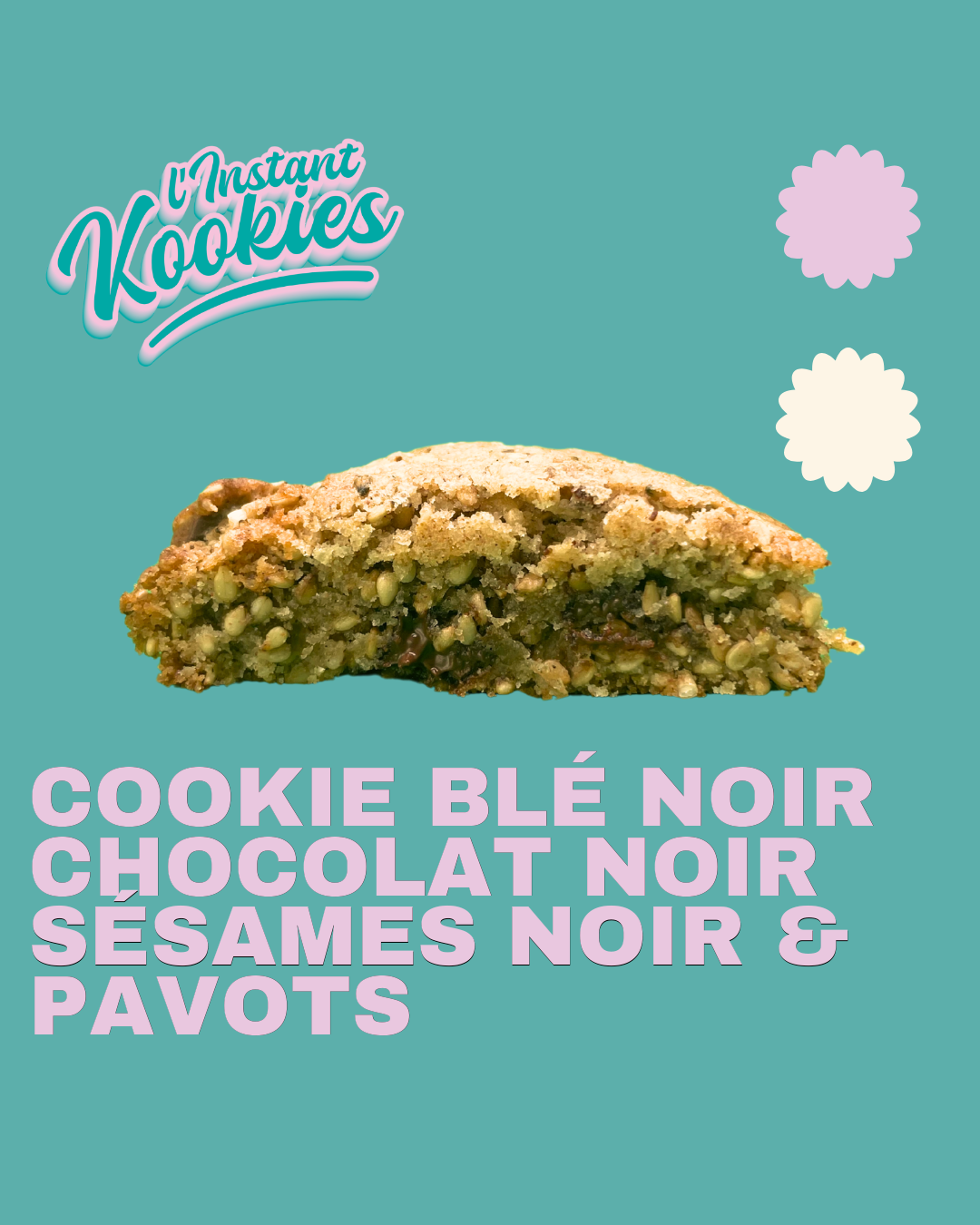 Cookie Blé noir Sésame noir et Pavot Chocolat Noir